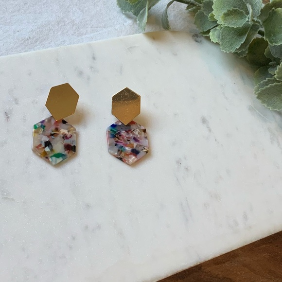 The Sophia - Geometric Acrylic Multicolor Earrings - Picture 3 of 6